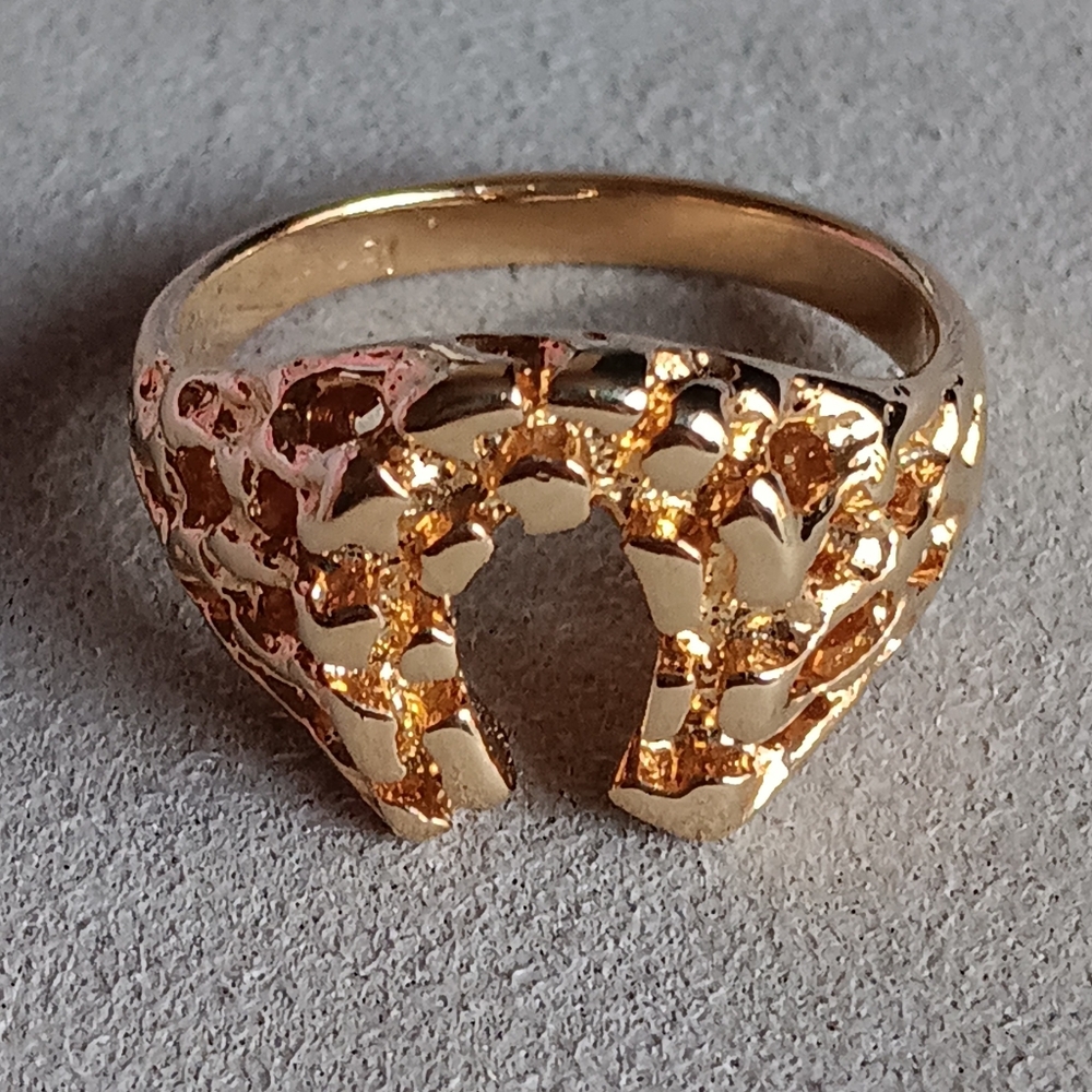 18K GEP NUGGET HORSESHOE  Electroplated Ring Unisex Size 10